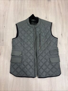 Porsche Design Quilted Gray Sleeveless Vest with Zip Chest Pocket